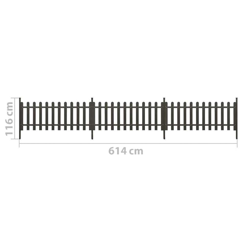 Picket Fence with Posts 3 pcs WPC 614 cm 80 cm