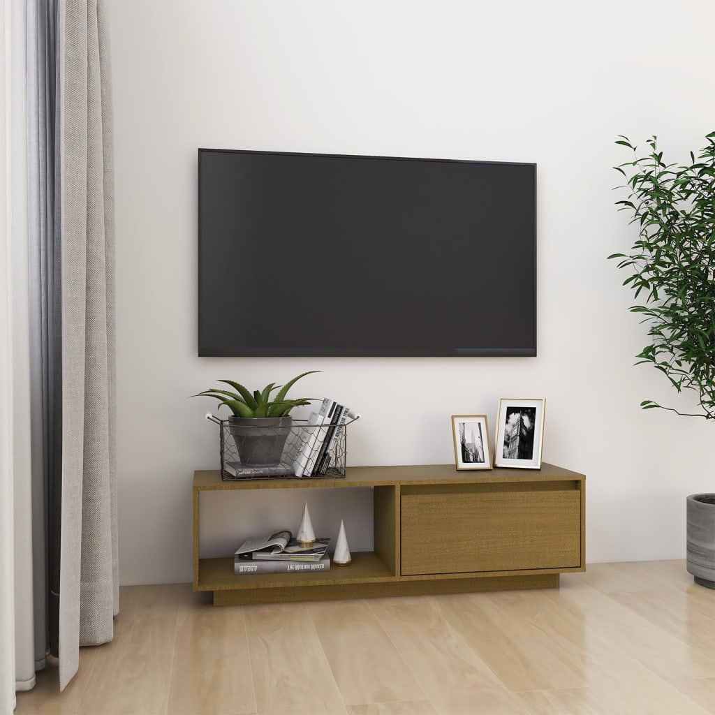 vidaXL TV Cabinet | Honey Brown | Solid Pinewood | Standard | TV Cabinet 1