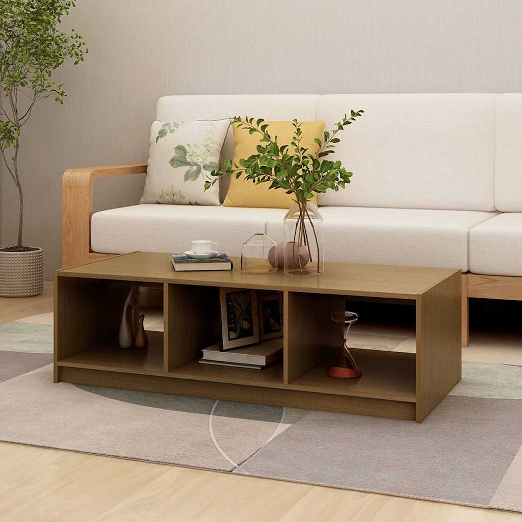 vidaXL Coffee Table | Honey Brown | Solid Pinewood | Storage | Coffee Table 1