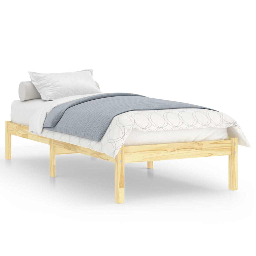 Bed Frame without Mattress Solid Wood Pine Length 190 cm Natural 75 cm