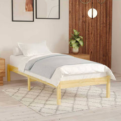 Bed Frame without Mattress Solid Wood Pine Length 190 cm Natural 75 cm