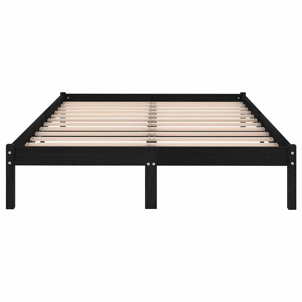 vidaXL Bed Frame without Mattress Black Solid Wood King Size 4