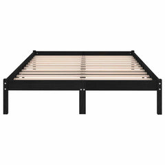 vidaXL Bed Frame without Mattress Black Solid Wood King Size 4