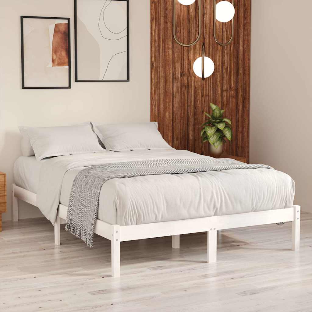 810038 vidaXL Bed Frame without Mattress White Solid Wood 200x200 cm 1
