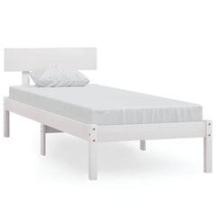 vidaXL Bed Frame without Mattress White Solid Wood Pine Single 2