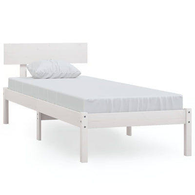 Bed Frame White Solid Wood Pine 90x190 cm Single