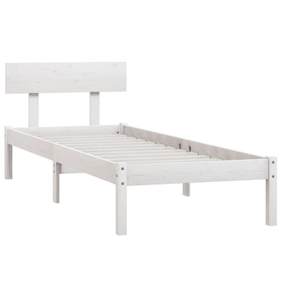 Bed Frame White Solid Wood Pine 90x190 cm Single