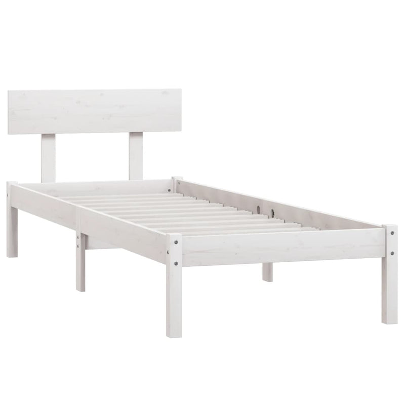 Bed Frame White Solid Wood Pine 90x190 cm Single