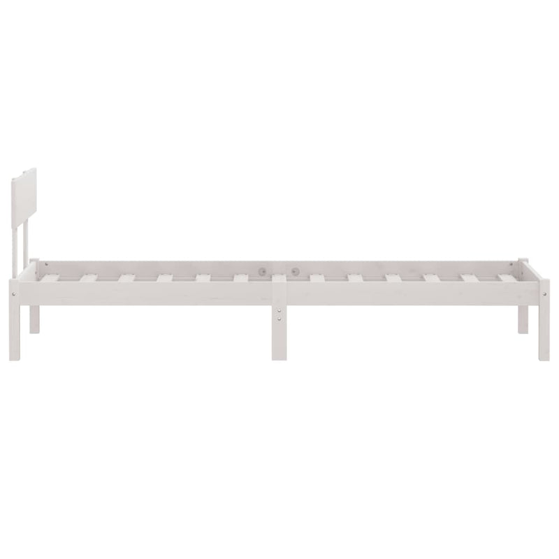 Bed Frame White Solid Wood Pine 90x190 cm Single