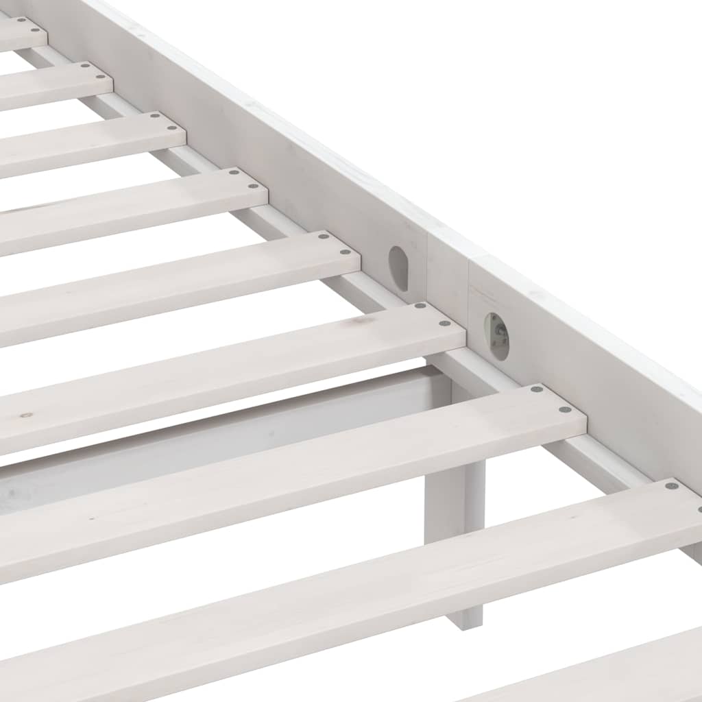 vidaXL Bed Frame without Mattress White Solid Wood Pine Single 6