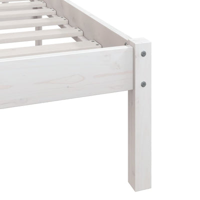 Bed Frame White Solid Wood Pine 90x190 cm Single