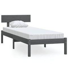 vidaXL Bed Frame | Grey | Solid pinewood | Single | Durable | Bed Frame 2