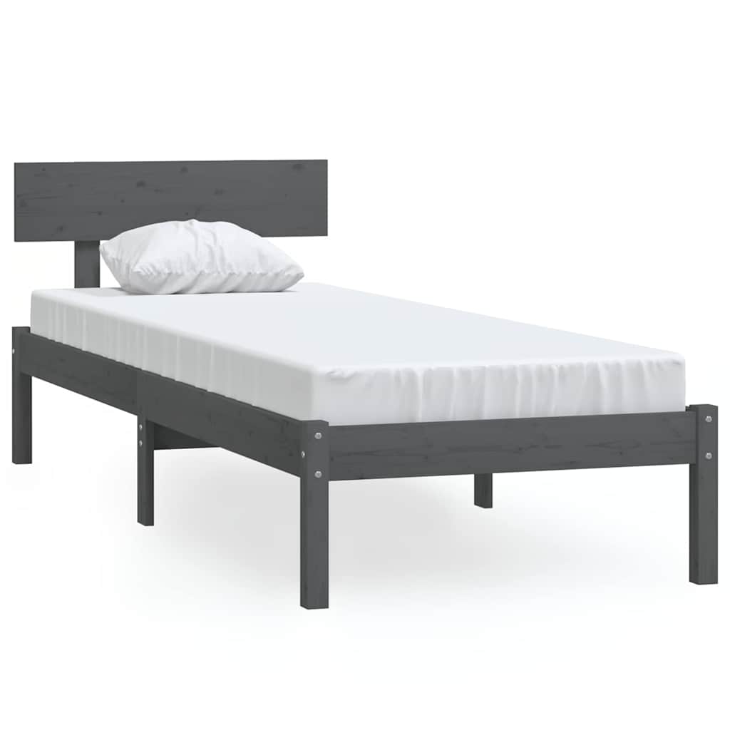 Bed Frame without Mattress Solid Wood Length 190 cm Grey 90 cm