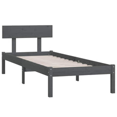 vidaXL Bed Frame | Grey | Solid pinewood | Single | Durable | Bed Frame 3