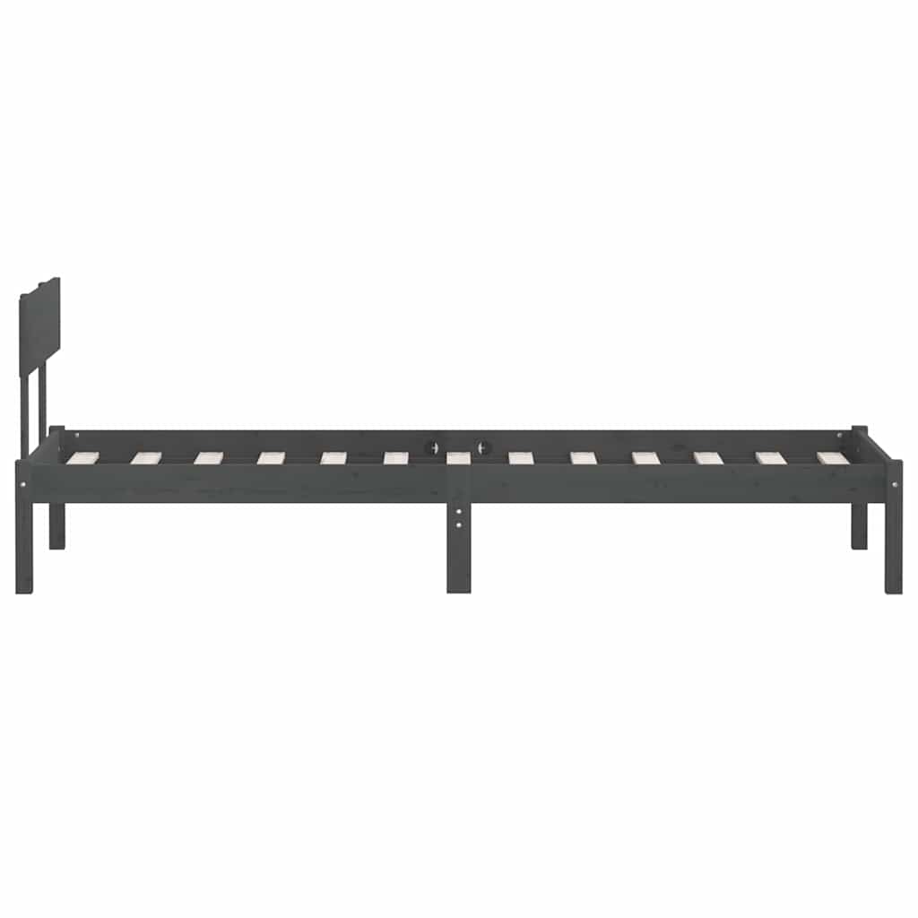vidaXL Bed Frame | Grey | Solid pinewood | Single | Durable | Bed Frame 5