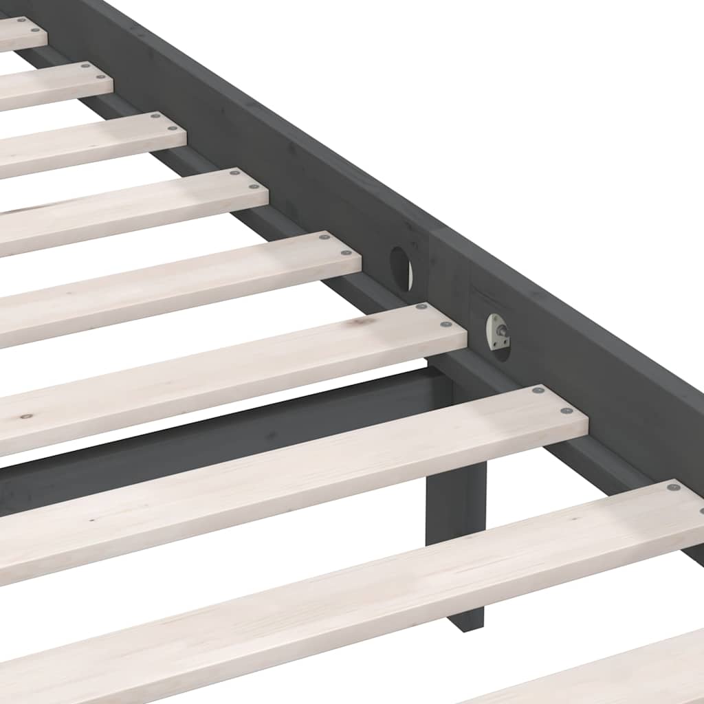 vidaXL Bed Frame | Grey | Solid pinewood | Single | Durable | Bed Frame 6