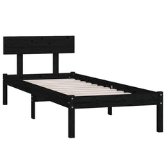 Bed Frame without Mattress Solid Wood Length 190 cm Black 90 cm