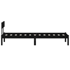 vidaXL Bed Frame without Mattress Black Solid Wood Pine Single 5