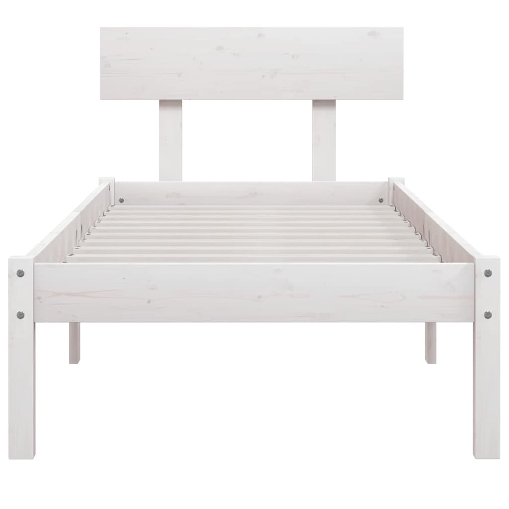 vidaXL Bed Frame without Mattress White Solid Wood 90x200 cm 4