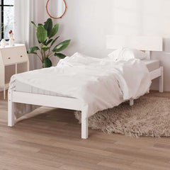 vidaXL Bed Frame without Mattress White Solid Wood 90x200 cm 1