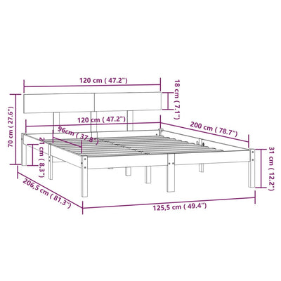 Bed Frame Solid Wood Pine 120x200 cm