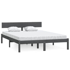 vidaXL Bed Frame without Mattress Grey Solid Wood 200x200 cm 2
