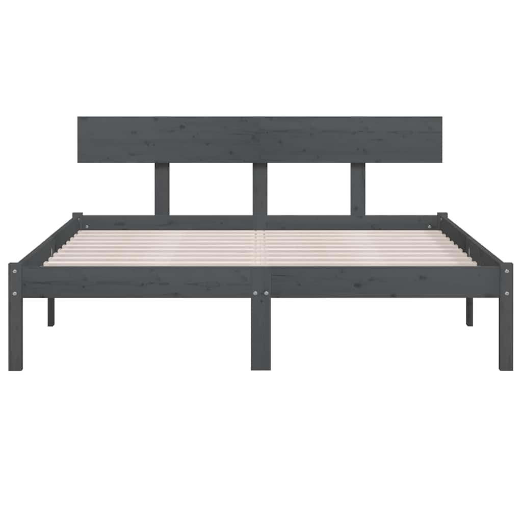 vidaXL Bed Frame without Mattress Grey Solid Wood 200x200 cm 4
