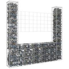 U-shape Gabion Basket with 2 Posts Iron Height 150 cm 140 cm
