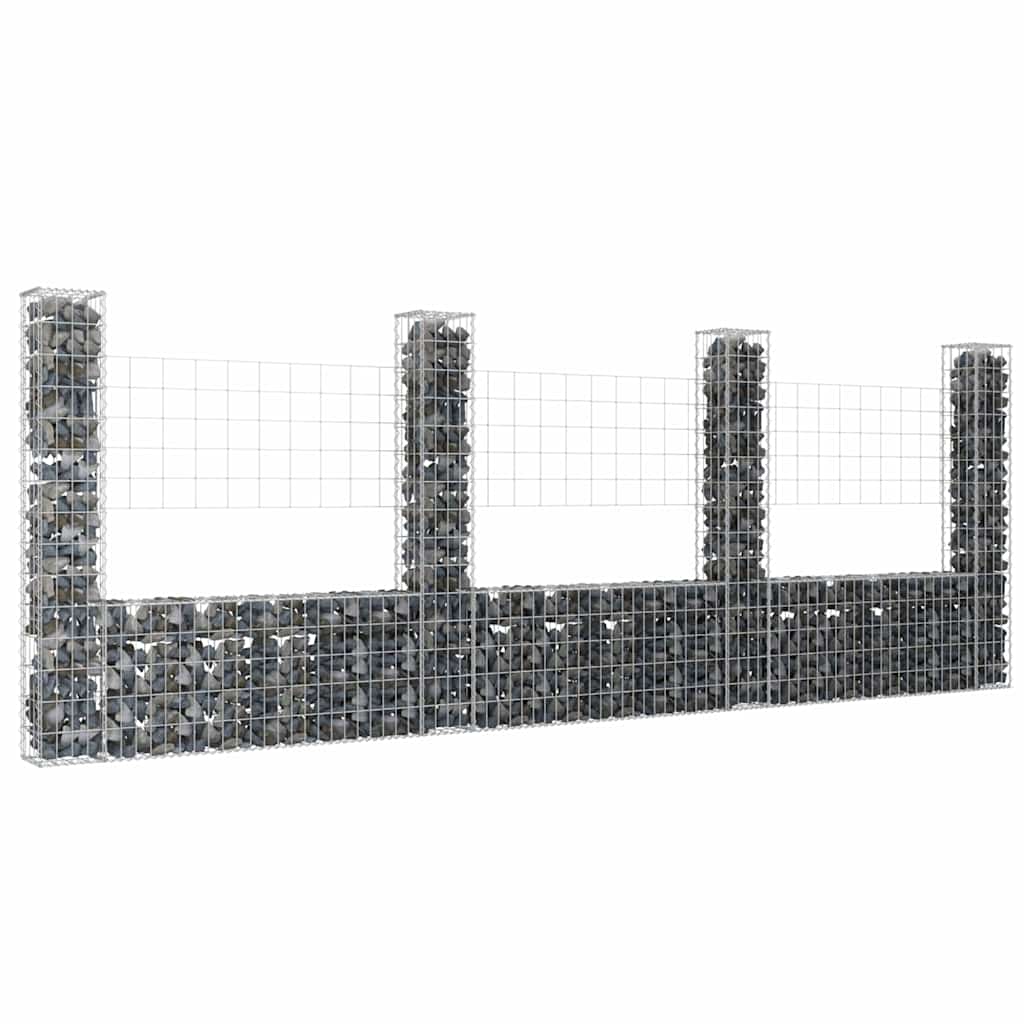 U-shape Gabion Basket with 2 Posts Iron Height 150 cm 380 cm