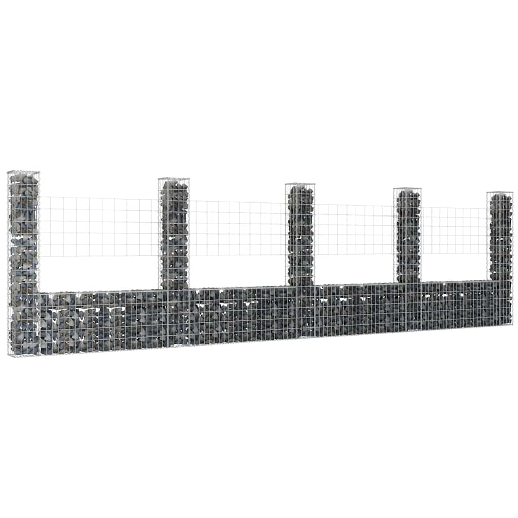 U-shape Gabion Basket with 2 Posts Iron Height 150 cm 500 cm