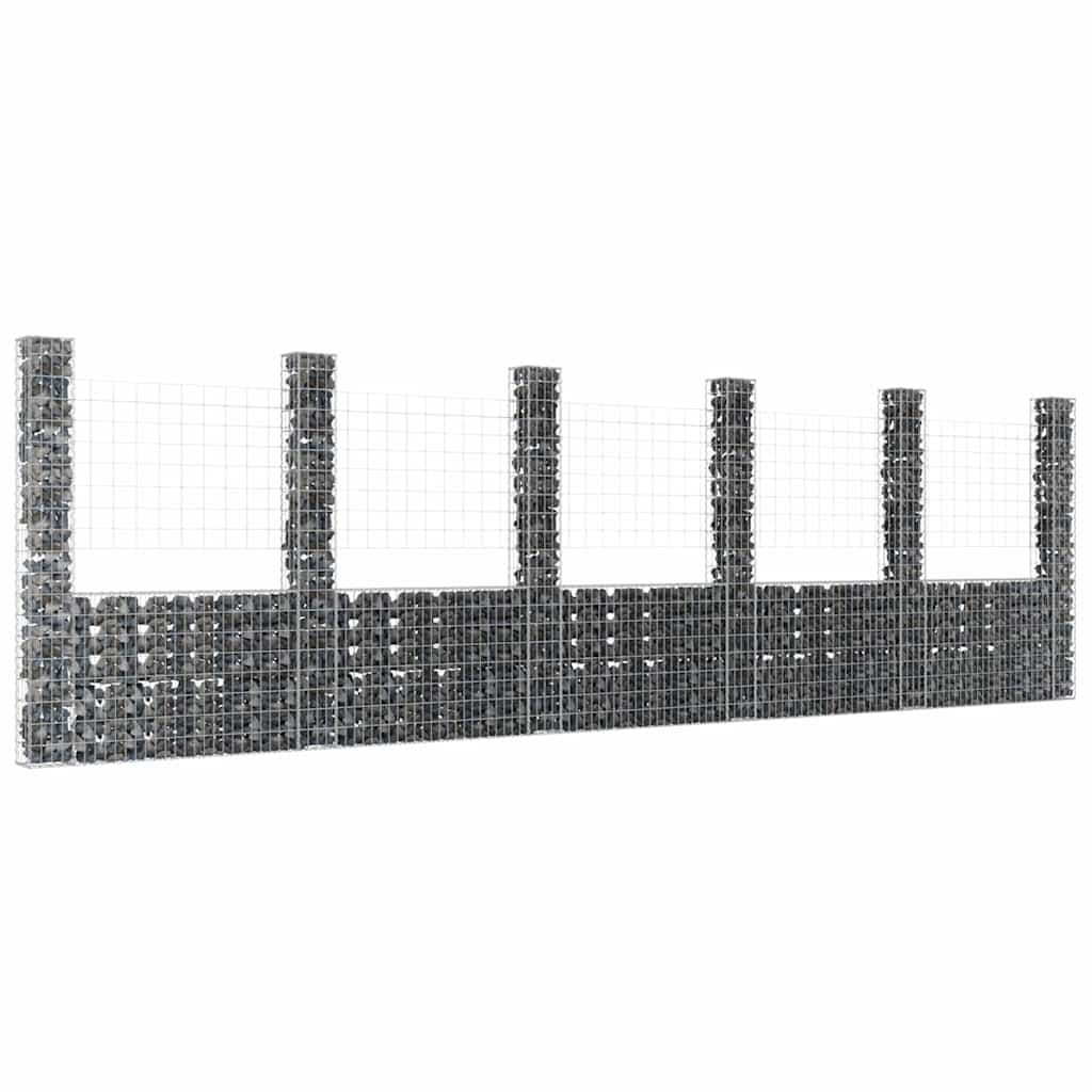 U-shape Gabion Basket with 2 Posts Iron Height 200 cm 620 cm