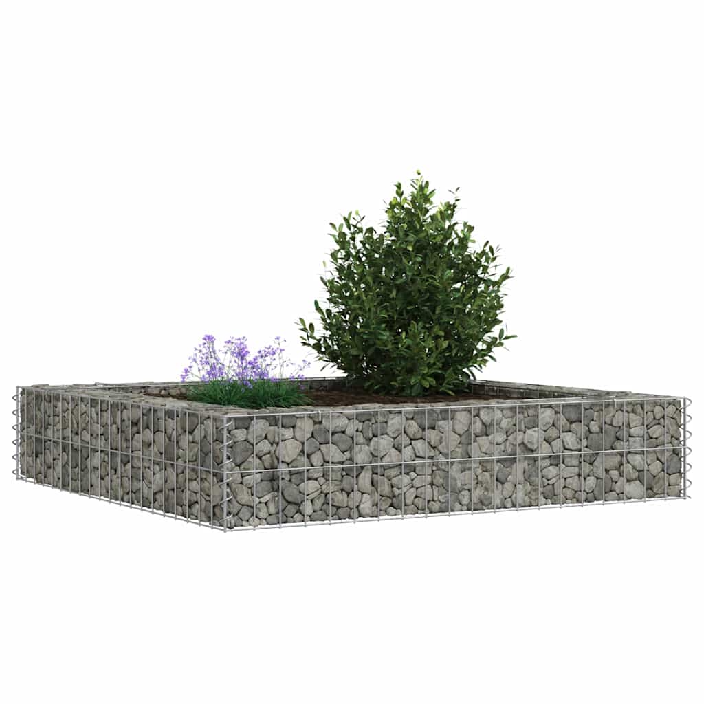 vidaXL Gabion Raised Bed | Silver | Galvanised steel | 100x100x20 cm 4
