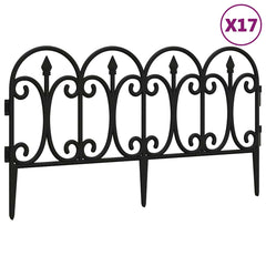 vidaXL Lawn Edgings 17 pcs Black 10 m PP 2