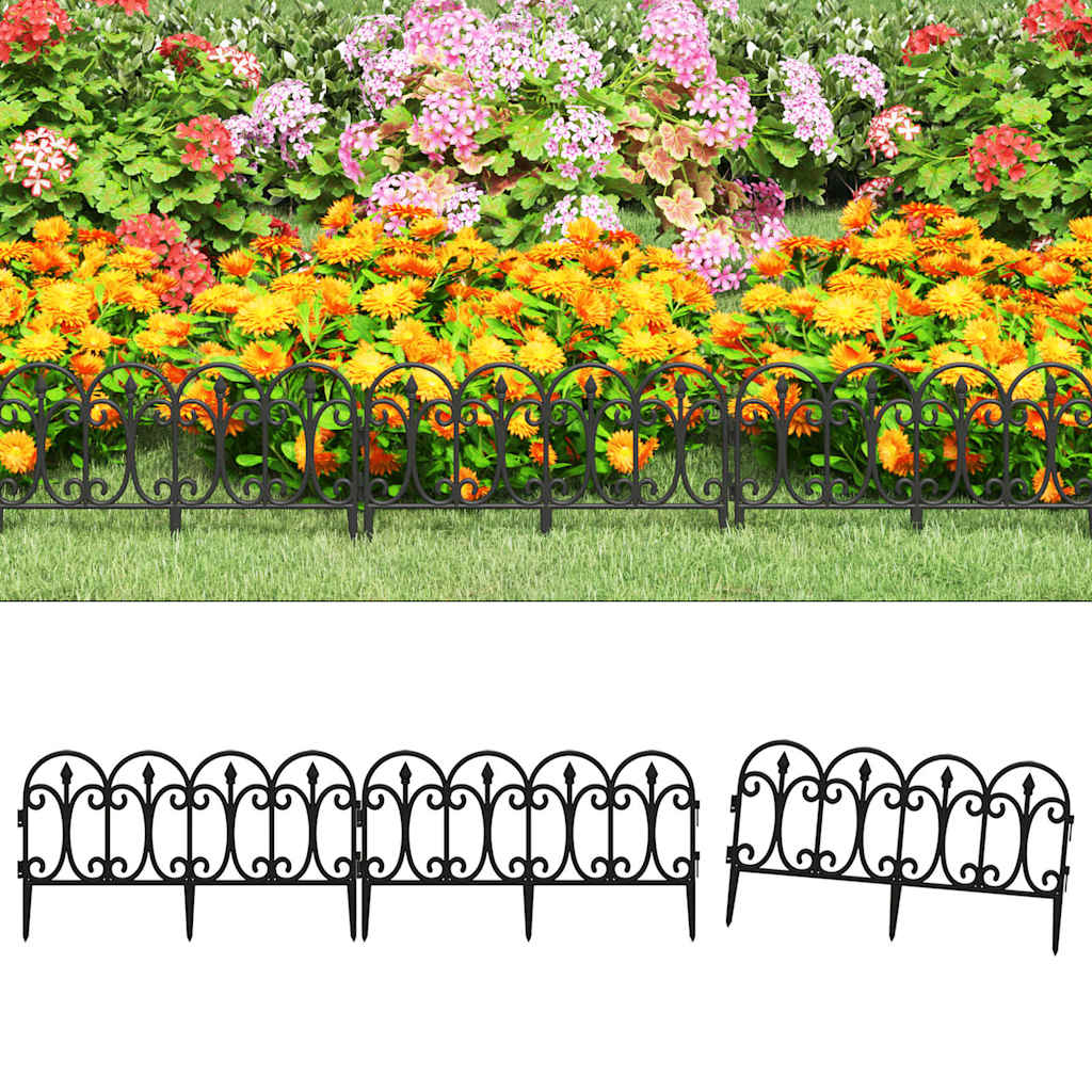 vidaXL Lawn Edgings 17 pcs Black 10 m PP 1