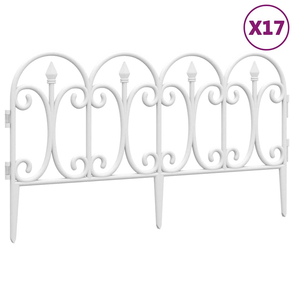 vidaXL Lawn Edgings 17 pcs White 10 m PP 2