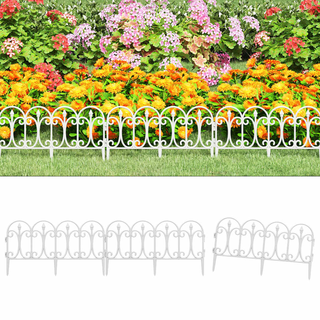 vidaXL Lawn Edgings 17 pcs White 10 m PP 1