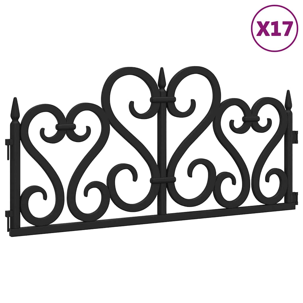 vidaXL Lawn Edgings 17 pcs Black 10 m PP 2