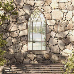 vidaXL Garden Mirror Iron for Outdoor Use