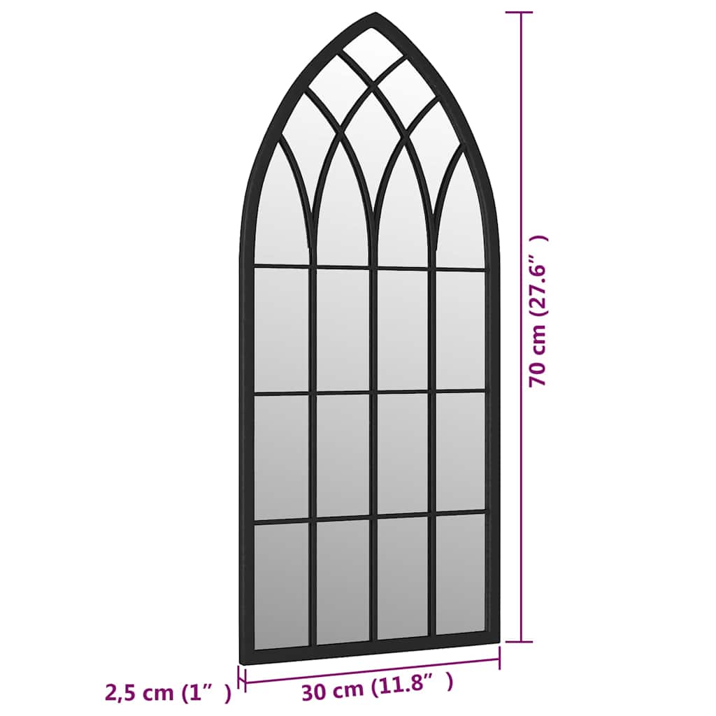 vidaXL Garden Mirror Black 70x30 cm Iron for Outdoor Use 6