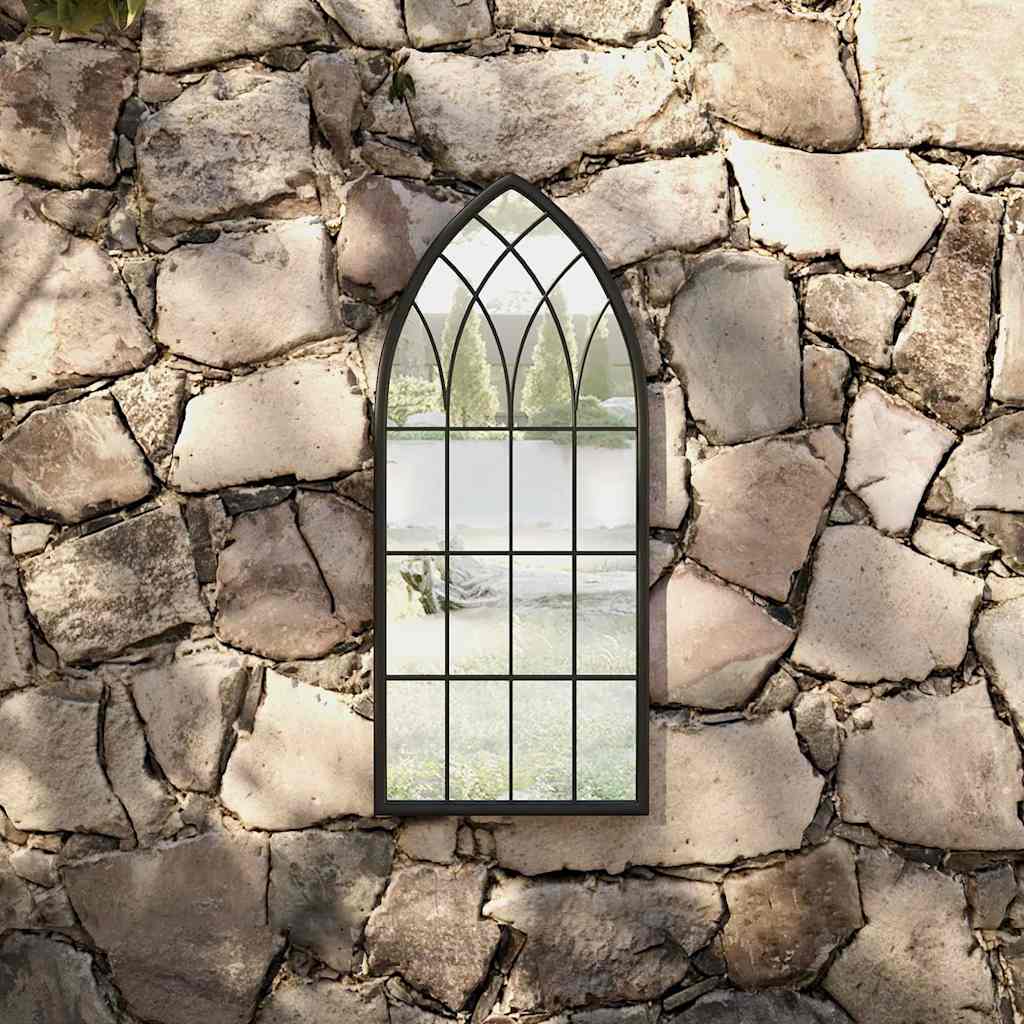 vidaXL Garden Mirror Black 70x30 cm Iron for Outdoor Use 1
