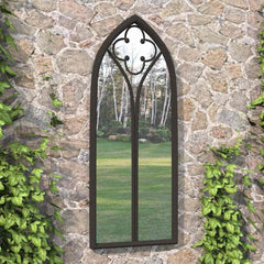 Garden Mirror Iron Outdoor Use Black