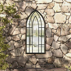 Garden Mirror Iron for Outdoor Use Black 100 cm 45 cm