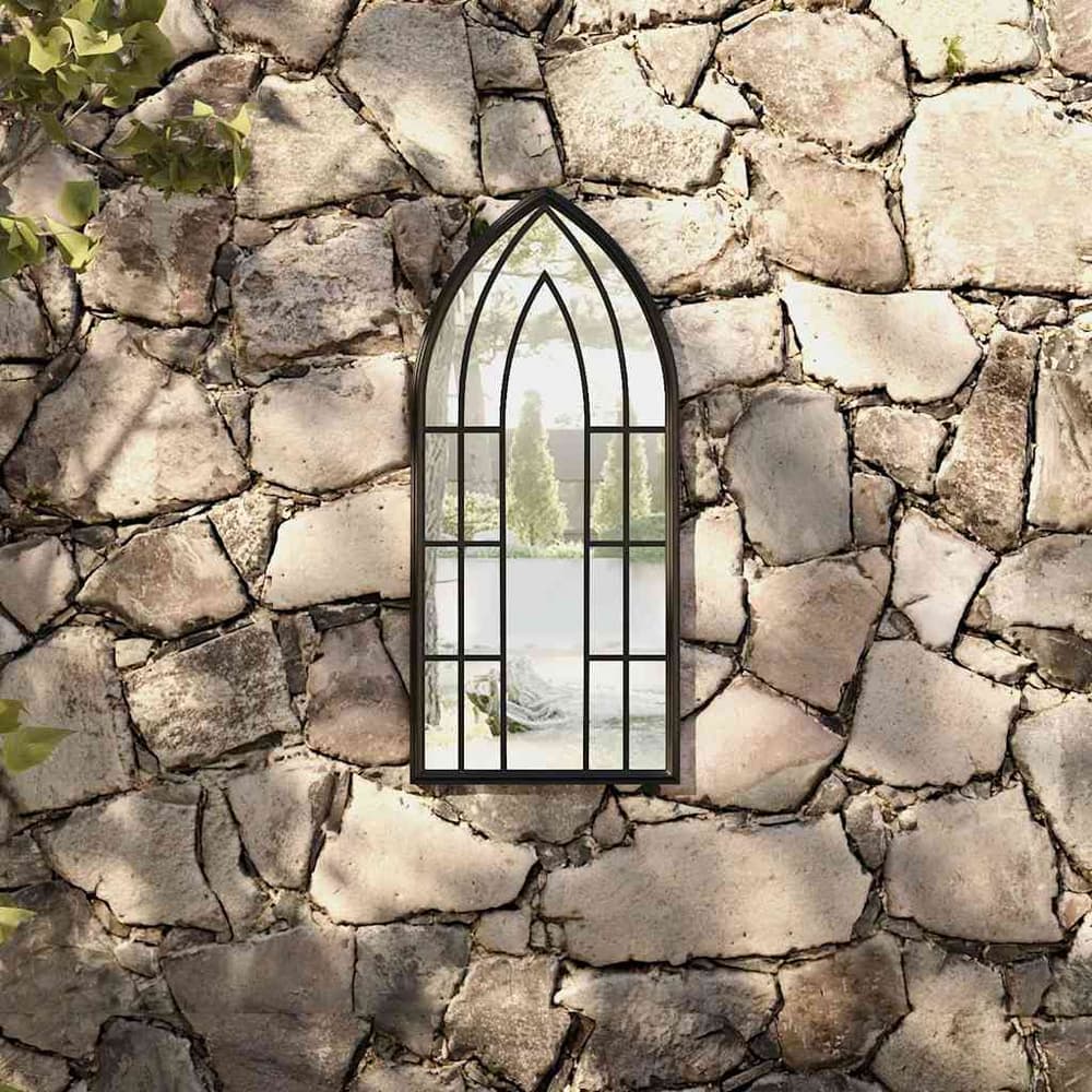 Garden Mirror Iron for Outdoor Use Black 70 cm 30 cm