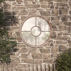 Garden Mirror Iron Round for Outdoor Use Sand 60 x 4 cm