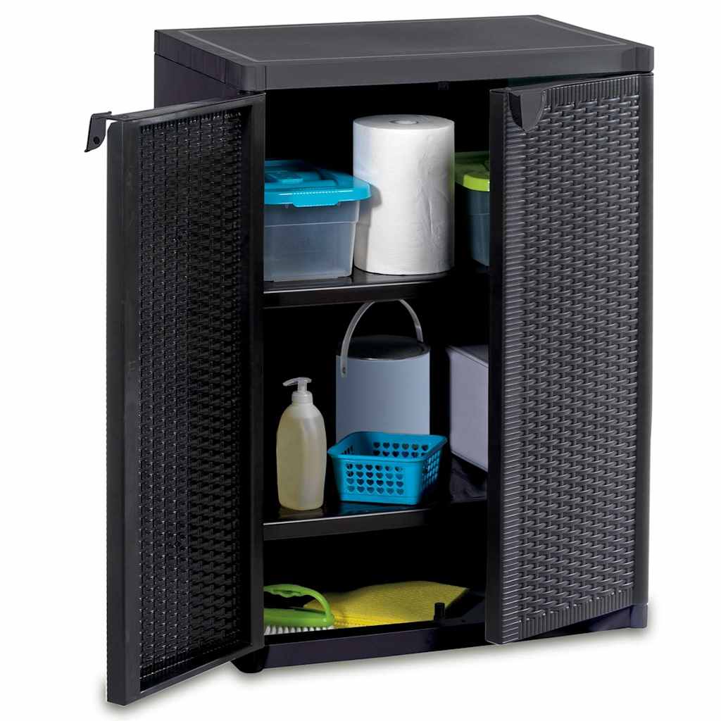 Garden Storage Cabinet Black PP, image 5