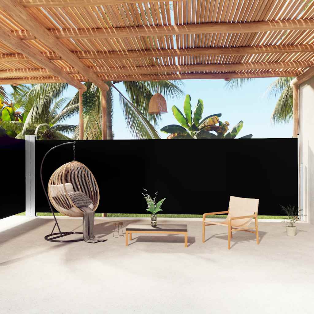 vidaXL Retractable Side Awning Black 180x1000 cm 1