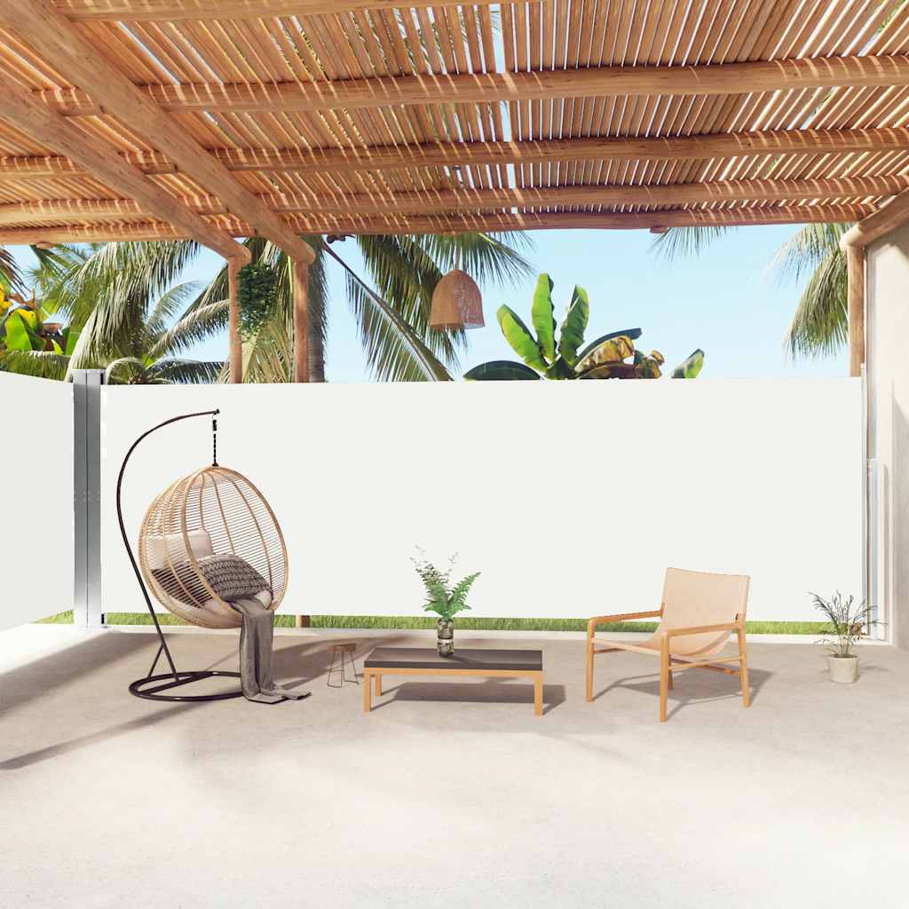 vidaXL Retractable Side Awning Cream 200x1000 cm 1