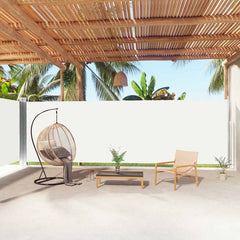 vidaXL Retractable Side Awning Cream 200x1000 cm 1