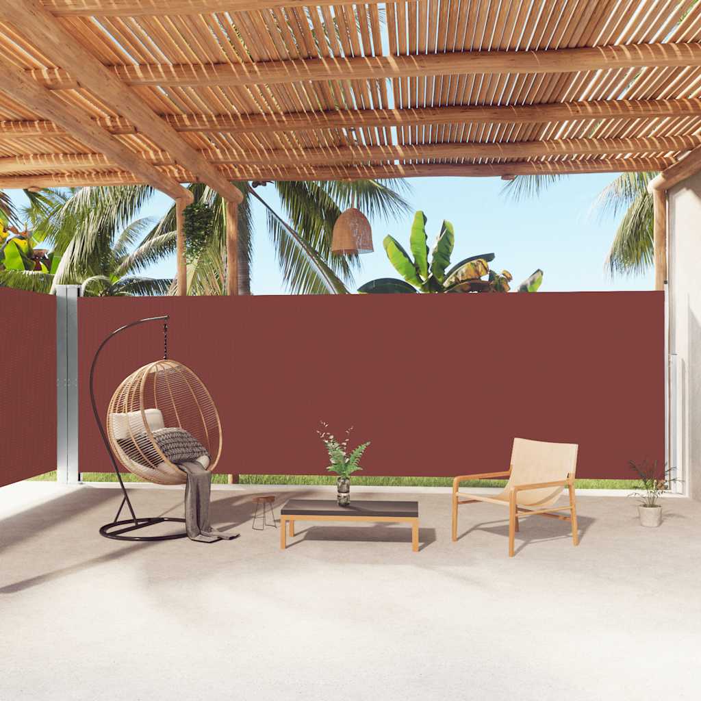 vidaXL Retractable Side Awning Brown 200x1000 cm 1