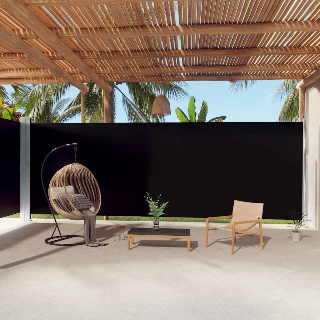 vidaXL Retractable Side Awning Black 220x1000 cm 1